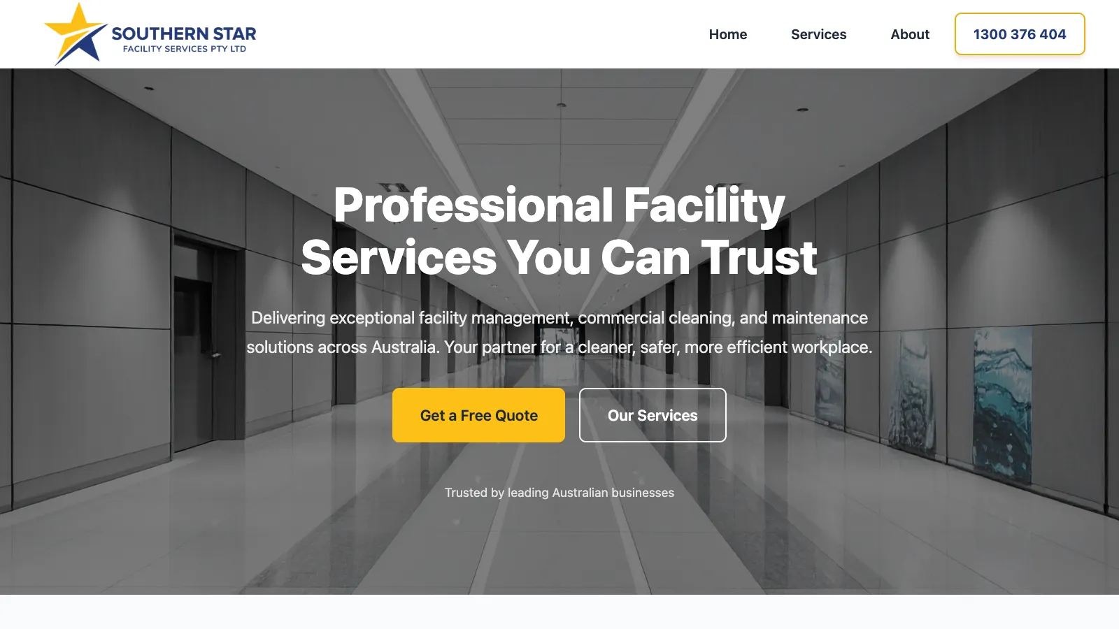 Screenshot of the Southern Star Facility Services website