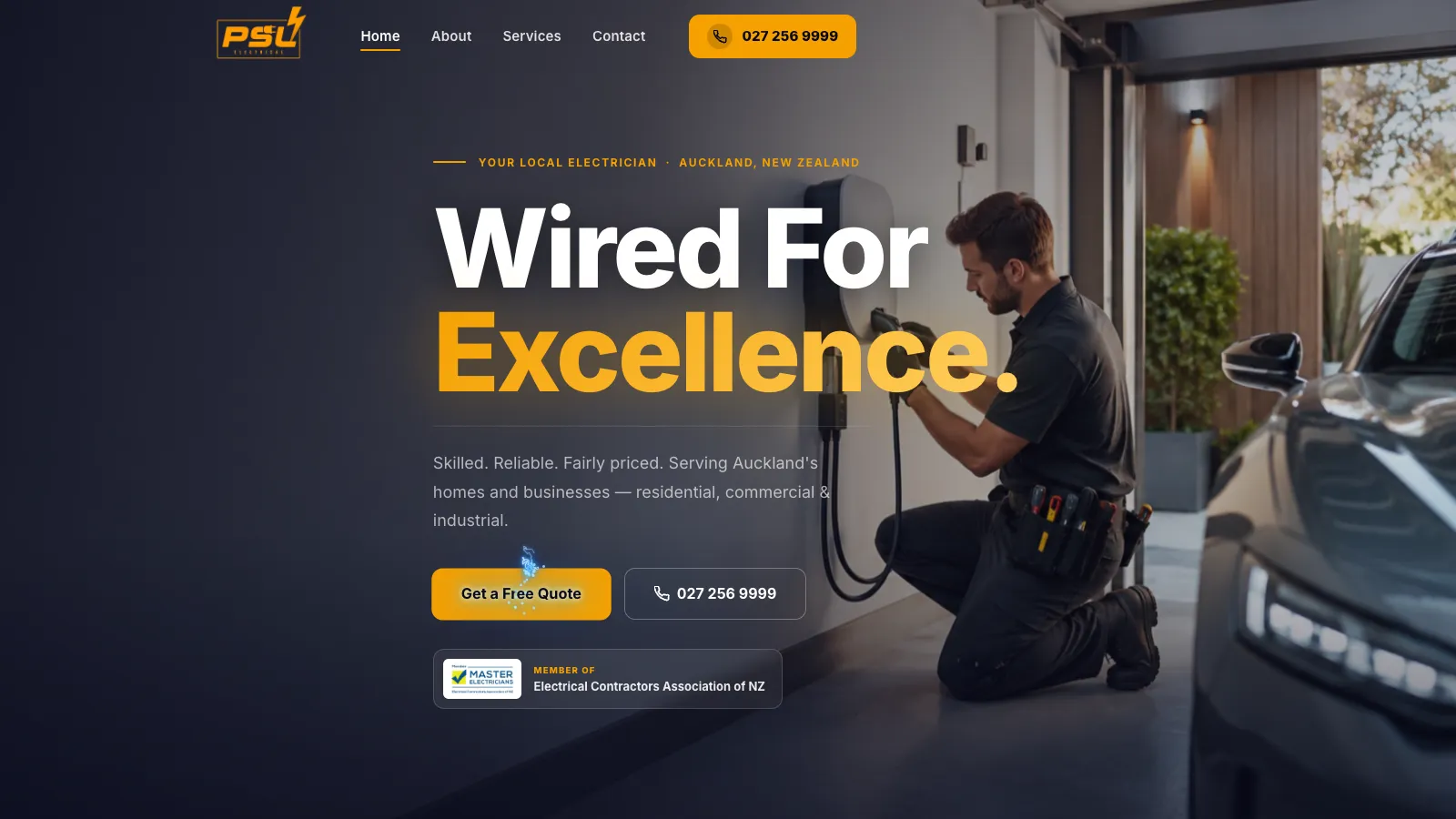 Screenshot of the PSL Electrical website